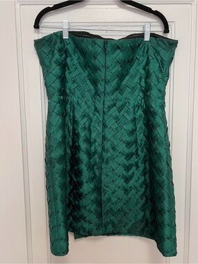 Amanda Uprichard Emerald Green Strapless Woven Satin Mini Dress